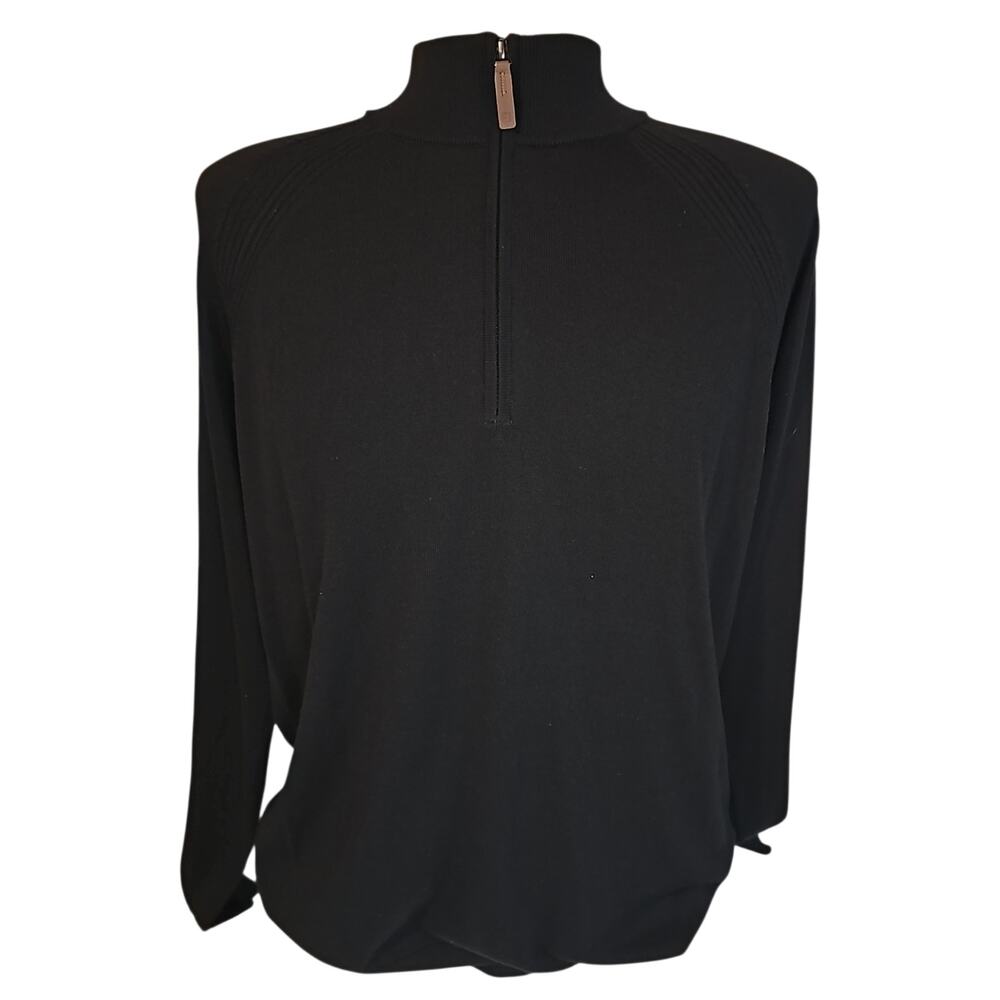FootJoy 1/4 Zip Pullover Golf Sweater Mens XL Black DriRelease Wool Blend